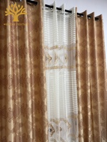 Ensemble de rideaux jacquard à œillets 3 pièces assorti, prêt à poser, motif floral européen, haute occultation, vente en gros