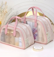 Vente en gros de trousse de toilette double couche pour femmes sac de rangement étanche en PVC pour la beauté, la natation, le fitness, la douche, le maquillage et les toilettes