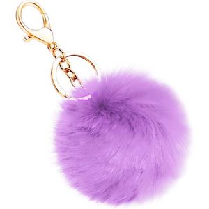 Stock Wholesale Pom Poms Keychain for Women Pompoms Bag Charms Heart Purse Tote Wallet Handbag Car Key <b>Ring</b> Accessory - Product Image 1