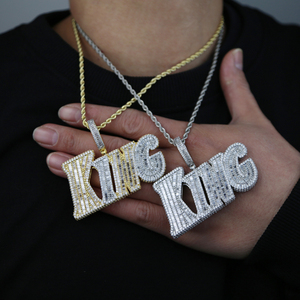 Moda Hip Hop gioielli alla moda Rock Punk argento oro due pietre placcato rettangolo 5A Cubic Zirconia cendente lettera <span class=keywords><strong>re</strong></span> - Product Image 6