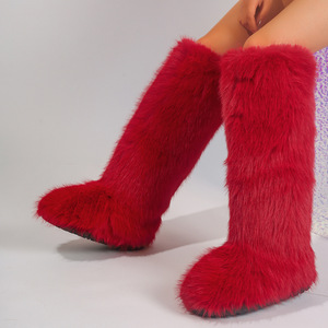 Novas Botas de Neve Femininas até o Joelho, Quentes, com Pelo de Raposa, Sólidas, Estilo Slip-on, Tendência Y2K - Product Image 1