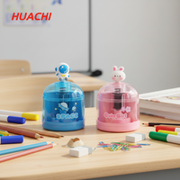 Taille-crayon électrique automatique HUACHI pour enfants, motif dessin animé mignon, en plastique, à rouleaux, fonctionnant sur piles, pour étudiants