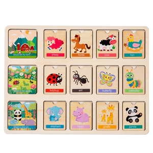 Gioco Educativo in Legno per lo Sviluppo del Pensiero Logico con Puzzle di Abbinamento e Riconoscimento di Animali e Professioni - Product Image 1