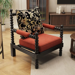 Chaise en bois massif et tissu, style vintage, pour salon, chambre à coucher, chaise américaine Perle, chaise Perle simple rétro, style <span class=keywords><strong>français</strong></span> - Product Image 5