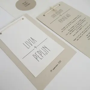 Sang Trọng Cũ Hà Lan Hai Mảnh Giấy Khôn Ngoan Wedding Card Lưu Ngày Hoặc Thay Đổi Ngày Mộc Mạc Lời Mời Đám Cưới