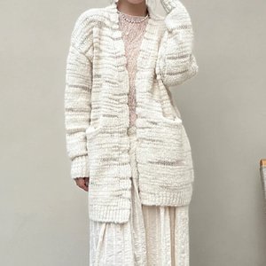 Kardigan Rajut Alpaka Lengan Panjang Wanita untuk Musim Dingin, Kerah V Tanpa Kancing, Model Longgar Kasual, Mantel Sweater Kelas Atas - Product Image 1