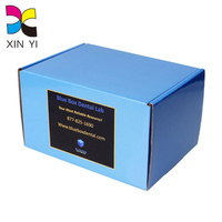 Boîte d'expédition bleue personnalisée imprimée en couleur avec pelliculage brillant, boîte en carton ondulé 3 couches E/B Flute