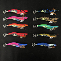 Nouvel ensemble de crochets de calmar de crevettes en bois à rayures éclair, perle de hochet phosphorescente multi-spécifications pour la pêche en bateau de mer