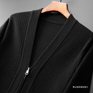 Chaqueta de Punto con Cuello en V para Hombre, Cárdigan de Poliéster Sólido con Cierre de Cremallera, Nueva Moda Juvenil, Abrigo - Product Image 3