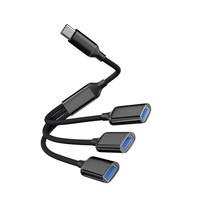 Cable divisor USB/USB C de 1 entrada y 3 salidas, 27 cm |   Adaptador USB 2.0 Tipo C a 3 Puertos Hembra |   Hub de Carga de Datos para PC, Divisor OTG HUB