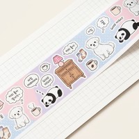 Ruban adhésif washi en papier synthétique mat de 50 mm de large, impression numérique personnalisée, motif chiot rêveur en coton