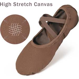 Zapatillas de ballet suaves Dynadans para mujer, de lona, con suela plana dividida, para adultos y niñas. - Product Image 3