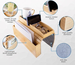Tre Non-Slip <span class=keywords><strong>sofa</strong></span> tay vịn Khay bảng couch cup chủ cánh tay khay tổ chức với <span class=keywords><strong>Side</strong></span> lưu trữ túi - Product Image 3