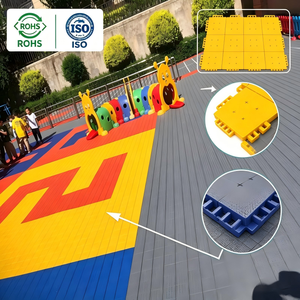 Dalles de sol sportives suspendues antidérapantes résistantes aux intempéries, modulaires, pour terrain de basket-ball, aire de jeux de maternelle, revêtement de sol en polypropylène - Product Image 1