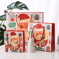 Sac en papier kraft écologique imprimé personnalisé FSC Père Noël rouge sac à provisions recyclé pour emballage cadeau 'Joyeux Noël'