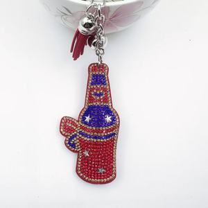 Creative diamond <strong>studded</strong> Red Wine Bottle Cartoon Tassel Korean Velvet Hot <strong>Pressed</strong> diamond Wine Bottle Bag Pendant Gift - Product Image 4