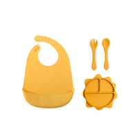 Ensemble d'alimentation de bébé en silicone écologique pour enfants, fournitures de sevrage, y compris assiette tasse bavoir cuillère fourchette tout-petits sans BPA
