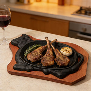 Plato <span class=keywords><strong>para</strong></span> Bistec <span class=keywords><strong>de</strong></span> Hierro Fundido <span class=keywords><strong>de</strong></span> Alta Calidad con Base <span class=keywords><strong>de</strong></span> Madera, Plato Pequeño <span class=keywords><strong>para</strong></span> Asar Carne, <span class=keywords><strong>para</strong></span> Hostelería, Sartenes Premium, Suministro Directo <span class=keywords><strong>de</strong></span> Fábrica - Product Image 3