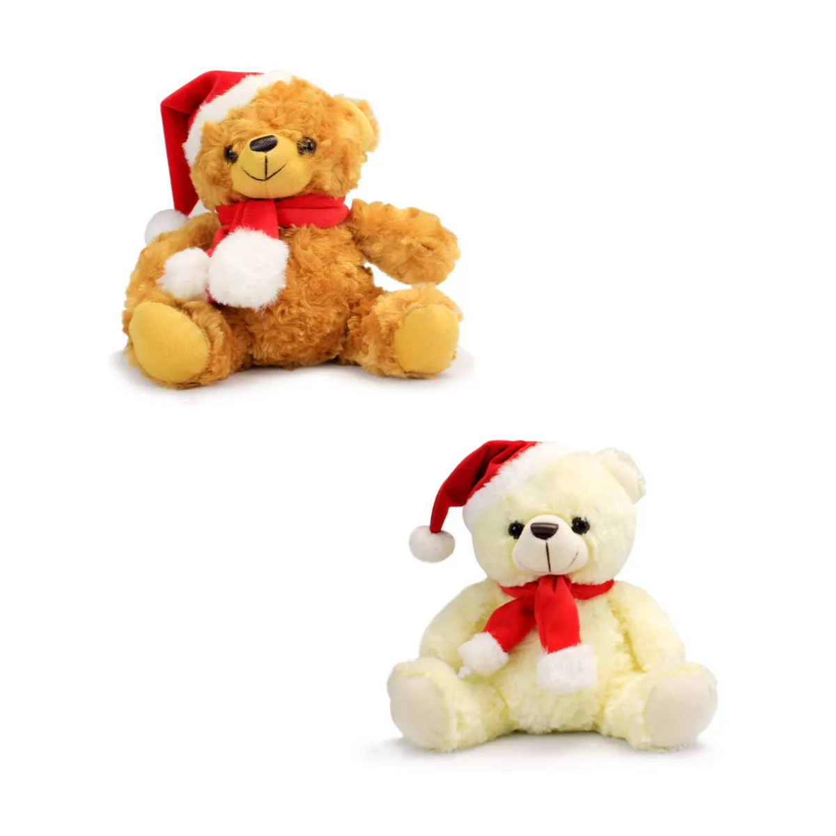 OEM/ODM 18cm 28cm Christmas Valentines Teddy Bears Anime Plushie Toy New Year Gift Brown Bear with Scarf Stuffed Animal for Even