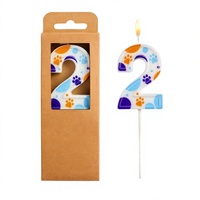 Bougies d'anniversaire numérotées 0-9 en cire blanche avec empreintes de pattes de chien, décorations de gâteau pour chiots, chats et fêtes d'anniversaire d'enfants