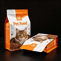Sacs personnalisés à fond plat en aluminium avec fermeture éclair pour aliments secs pour chatons, emballage hermétique pour une conservation longue durée des aliments pour animaux de compagnie