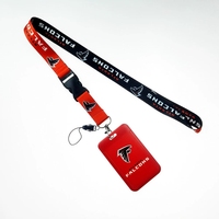 Cordon de téléphone promotionnel en polyester noir avec boucle, 32 équipes de football (Lions, Cowboys), lanière de cou, porte-badge, porte-carte