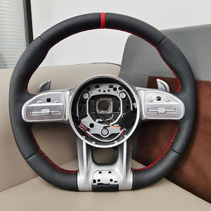 Volante Deportivo de Lujo de 3 Radios en Cuero Negro Perforado con Costuras Rojas para <span class=keywords><strong>Mercedes</strong></span> CLA Clase C Clase E GLC - Product Image 6