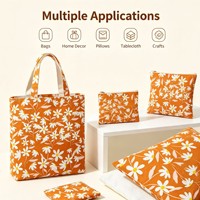 Tissu en toile de coton 8 oz imprimé numériquement sur mesure, motif floral marguerite orange brûlé, 1 m minimum pour sacs, coussins, textiles de maison et artisanat