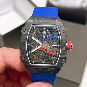 Mens Ultra Thin Carbon Fiber <b>Watch</b> Skeleton Dial Automatic Mechanical <b>Watch</b> Lightweight Tonneau <b>Case</b> Luxury Sport Wristwatch - Product Image 4