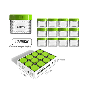 Bán Chạy Lọ <span class=keywords><strong>Mason</strong></span> 4Oz Có Nắp Nhựa Lọ Thủy Tinh Miệng Rộng Tròn Nhỏ Để Đựng Mứt Thạch Ớt Nước Sốt Dưa Muối Thực Phẩm - Product Image 2