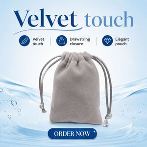 Vente en gros de sacs à cordon en velours noir doux de haute qualité, personnalisés, avec logo personnalisé, emballage cadeau portable pour bijoux - Product Image 2