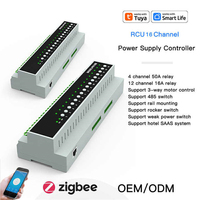2024 Tuya ZigBee 16 canales 16A 50A relé controlador de fuente de alimentación WiFi Módulo de disyuntor inteligente compatible con interruptor RS485
