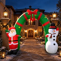 Arche gonflable de Noël pour extérieur, décoration bonhomme de neige avec lumières LED intégrées, résistante aux intempéries, en polyester