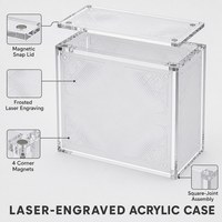 Boîtier de Présentation Moderne en Acrylique Transparent de 5-8mm d'Épaisseur avec Couvercle Magnétique et Gravure Laser Géométrique pour Cartes ETB