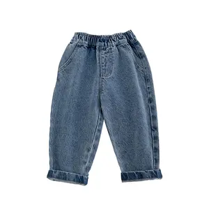 Высококачественные джинсы SKYKINGDOM с эластичной талией, прямые, светло-голубые джинсы для детей