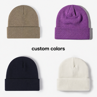 Bonnet en tricot minimaliste personnalisé à revers, couleur unie, coupe-vent, chaud, pour l'hiver, les trajets quotidiens, le ski et les activités de plein air