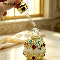Boîte cadeau personnalisée, flacon d'attar de 10 ml, flacon d'huile de parfum arabe de luxe, orné de bijoux, flacon d'oud avec bâtonnet applicateur en verre, service tout-en-un
