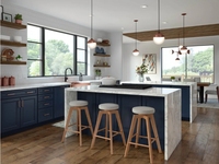 Vermont Armoire de cuisine moderne bleu azur de haute qualité personnalisée Finition Shaker en bois auto-assemblé Armoires de cuisine design