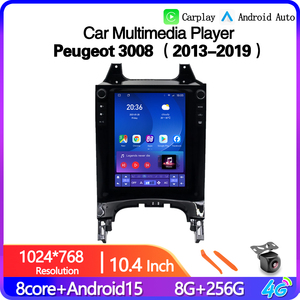 Autoradio 10,4 pouces pour Peugeot <span class=keywords><strong>3008</strong></span> 2013 2014 2015 2016 2017 <span class=keywords><strong>2018</strong></span> 2019 Lecteur multimédia de voiture Android 15 Navigation GPS automatique CarPlay - Product Image 2
