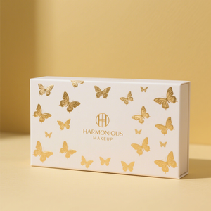 Emballage de boîte de cosmétiques de soin de la peau de maquillage de luxe personnalisé boîte cadeau magnétique blanche boîte de papier de carton recyclable avec logo en feuille d'or - Product Image 1