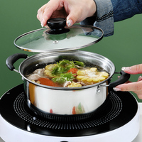Batterie de Cuisine Noire 10 Pièces en Acier Inoxydable, Pots et Casseroles Multi-Fonctions avec Couvercles en Verre, Marmites à Soupe