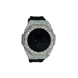 Unique Throns Quartz Diamond Iced-out Luxury <b>Watch</b> <b>Black</b> Rubber Band For <b>Black</b> Lover Premium Finish for Wedding Engagement Gift - Product Image 1