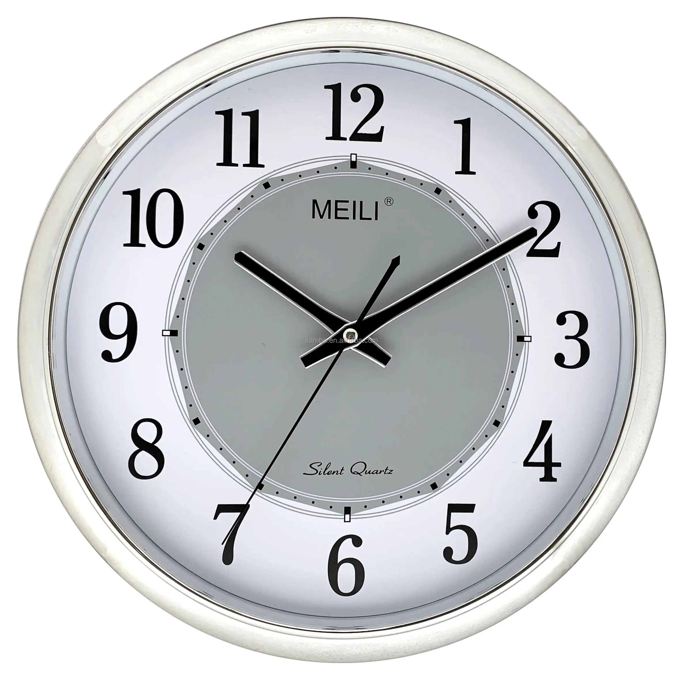 Customized 30cm Promo Plating Plastic Silver Sweep Wall Clock