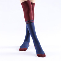 Chaussettes antidérapantes en coton à bout rond, au-dessus du genou, avec points en silicone pour la danse, le yoga, le pilates, le trampoline et l'entraînement