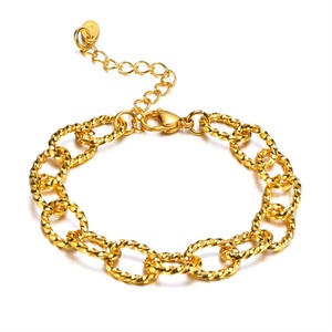 Pulsera de Cadena con Eslabones en Espiral de Acero Inoxidable Chapado en Oro de Alta Calidad para Mujer - Product Image 2