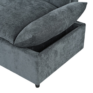 Canapé modulaire convertible gris foncé de 115,5 pouces avec revêtement en polyester durable, coussins moelleux et rangement dissimulé pour hôtel - Product Image 3