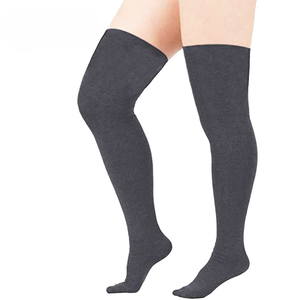 Chaussettes hautes à trois rayures grande taille, chaussettes antidérapantes au-dessus du genou style scolaire <span class=keywords><strong>pour</strong></span> femmes rondes, chaussettes longues amincissantes et sportives - Product Image 5