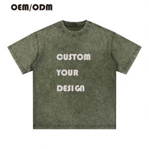 Camisetas Extra Grandes para Hombre, Estilo Vintage, Lavado Desgastado, Primavera-Verano 2025, Personaliza tu Logotipo, 100% Algodón, Lavado Ácido - Product Image 1