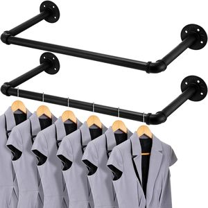 <strong>Black</strong> Iron Industrial Pipe <strong>Clothing</strong> Rack Multi Purpose Hanging Rack Garment <strong>Rail</strong> for Laundry Room Closet - Product Image 1