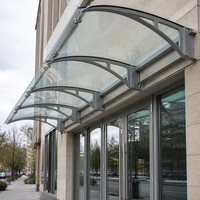 Auvent décoratif incurvé en verre feuilleté 1000mm 1200mm 1500mm pour abri de pluie extérieur, entrée, fenêtre, toit, porte